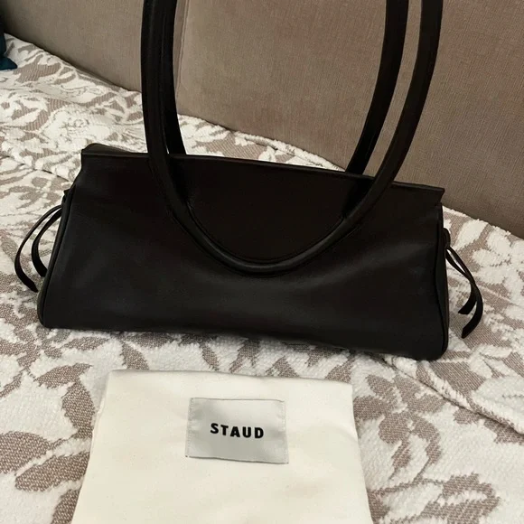 STAUD Dark Espresso MAUDE Leather Shoulder Bag - Picture 2 of 7